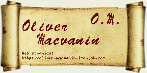 Oliver Mačvanin vizit kartica